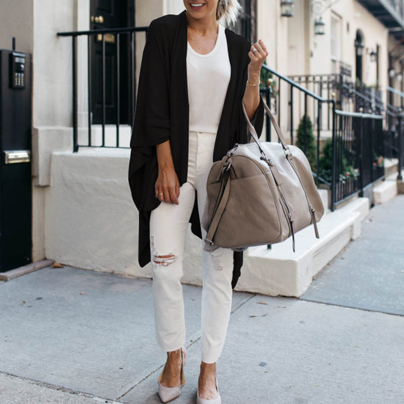 Autumn Winter Women Knitted Cardigan Mid-Length Loose Irregular