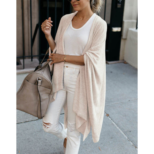 Autumn Winter Women Knitted Cardigan Mid-Length Loose Irregular